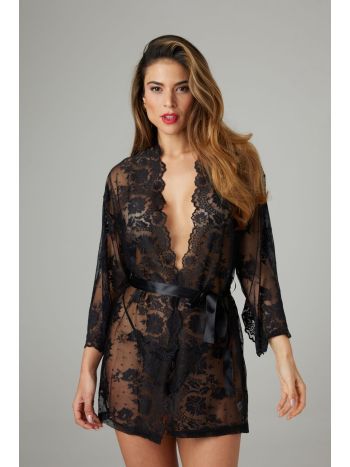 Christine - Lace Kimono Graceful - Black