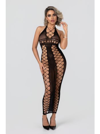 Christine - Midnight Fishnet Cut-Out Dress