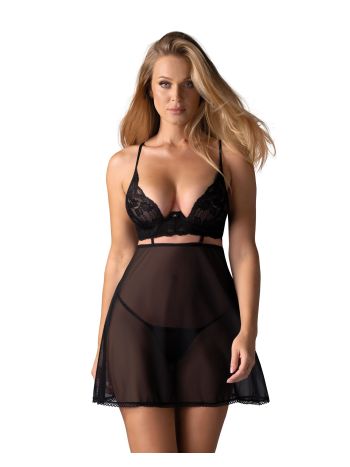 Obsessive - Nutris Babydoll & Thong - Black