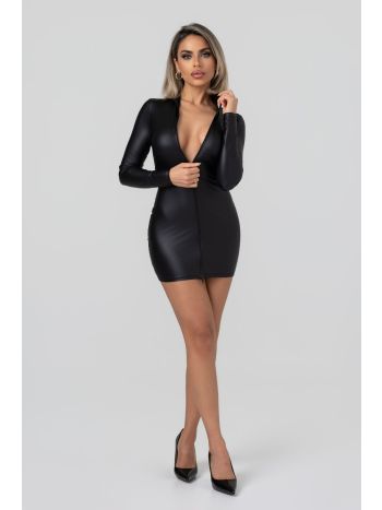Christine - Lilith Long-Sleeve Zipper Mini Dress - Black