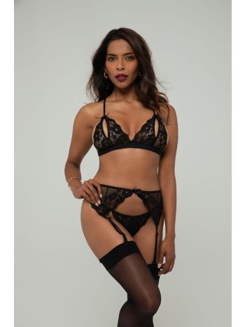 Christine - Axelle 3pc Set - Open Crotch & Cups Black