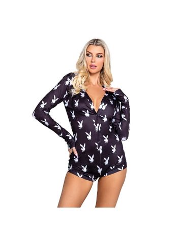 Playboy Lingerie - Slumber Bunny Onesie - Black
