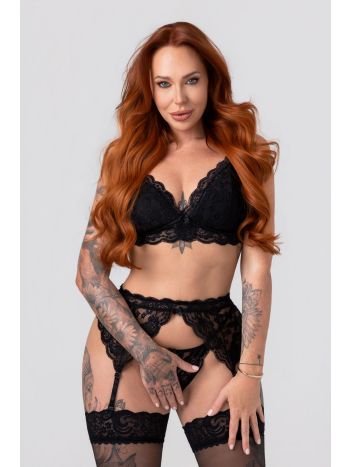 Christine - 3-Piece Open Crotch Set Tina - Black