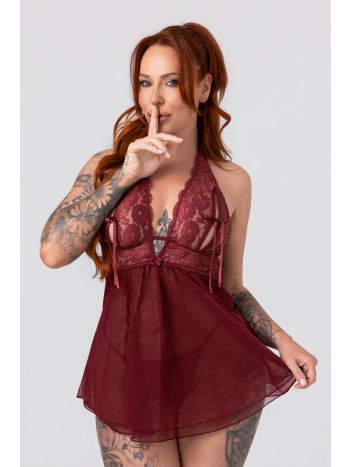 Christine - Open Cup Babydoll Nataly - Red