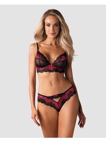 Obsessive - Tulia 2-piece Bra Set - Black/Pink