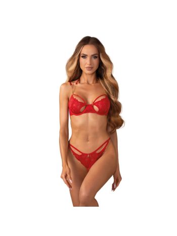 Obsessive – Matildea 2-Piece Crotchless Set – Red