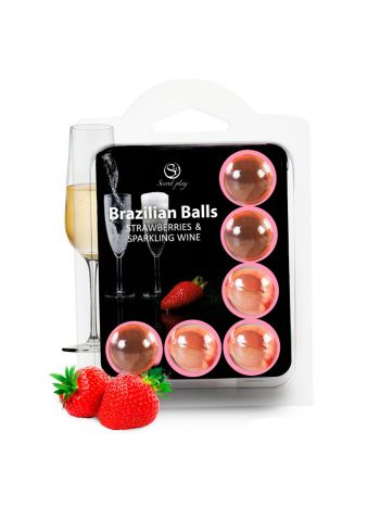 Secret Play - Brazilian Balls Strawberry & Sparkling Wine - 6 Massage Balls